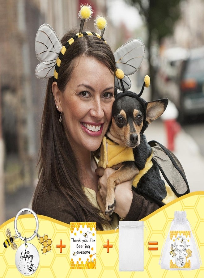 Youdaju 45 Pcs Bee Employee Appreciation Gifts Bee Keychain Bee Charm Honey KeyRing Cute Bee Accessory Keyring Bee Happy Keychain with Card Organza Bag Thank You Gifts Bulk for Women Men Teacher Staff - Image 4